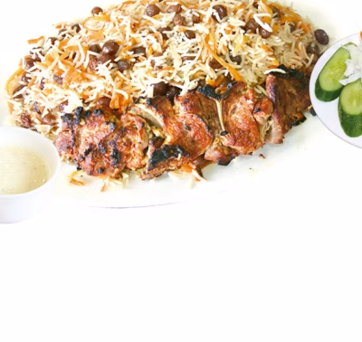 Qabli Pulao with chupan Kabab